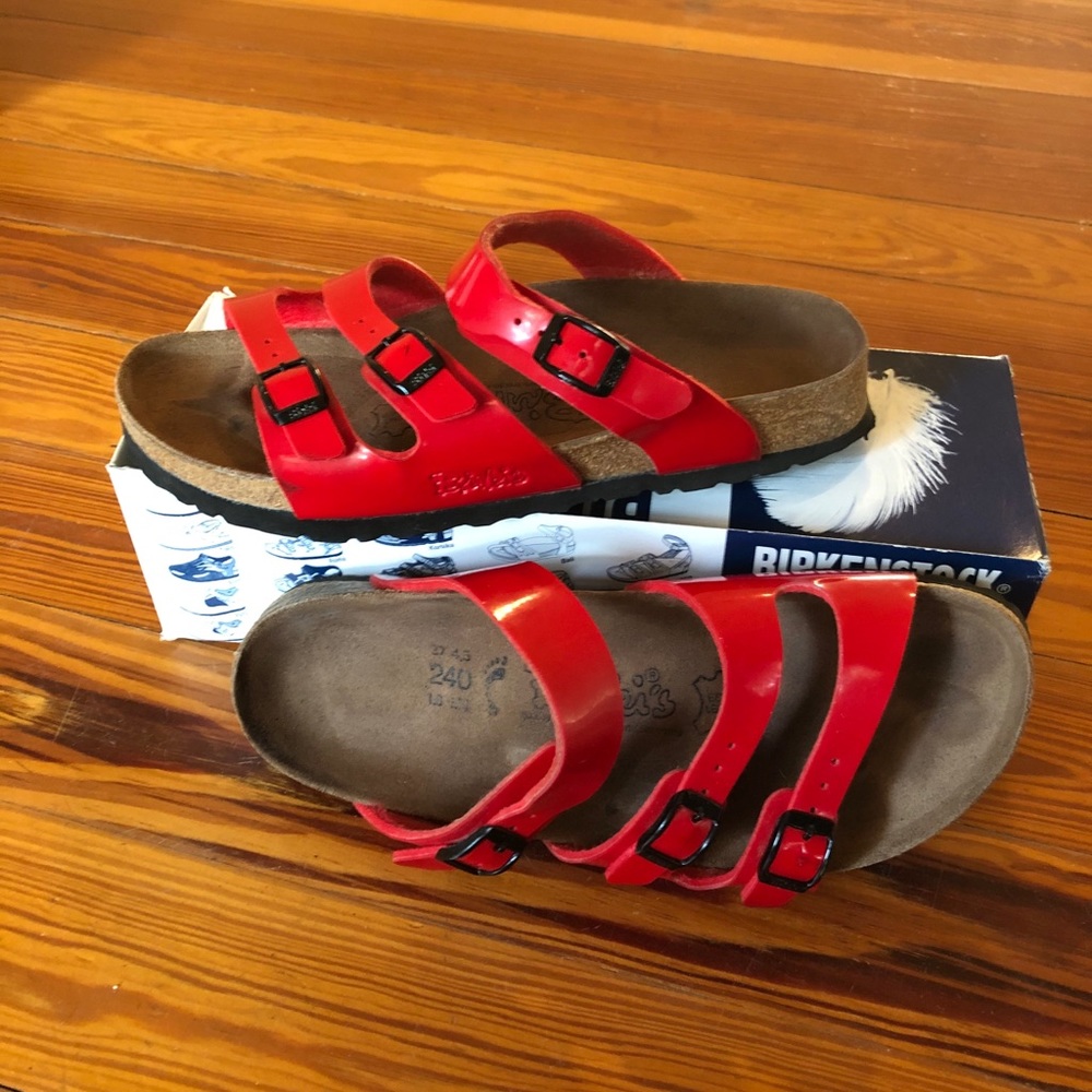 Ladies 6 Florida “Patent Red” Birkenstock Birki’s
